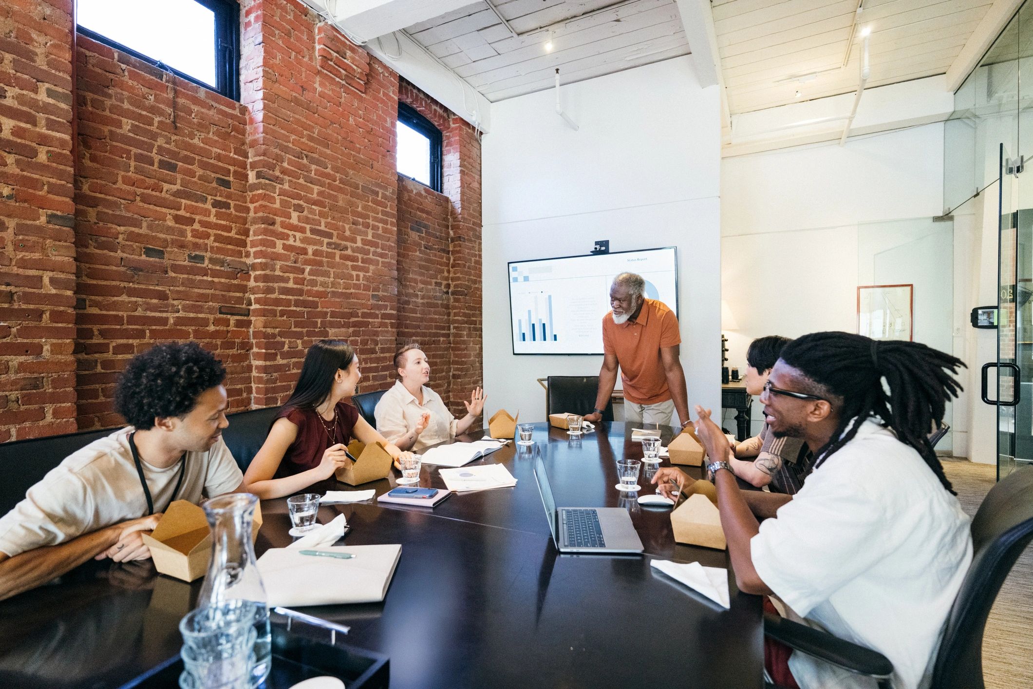 Business team collaborating in a boardroom